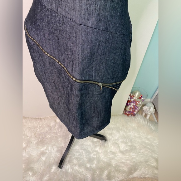 #165 THEORY Denim Strapless Dress size 6 - Picture 2 of 11